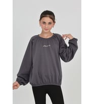 Toontoy Kız Çocuk Pretty Baskılı Sweatshirt (Füme)