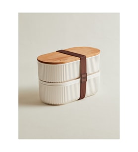 Magou 2'li Ahşap Kapaklı Lunch Box - 2x1000 ml