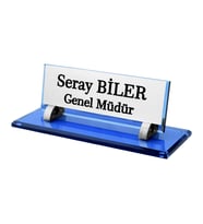Kişiye Özel Tasarım Cam Masaüstü İsimlik - Ofis İsimlik - Yönetici İsimlik – Masalık – Masa İsimliği – Ofis İsimliği – Yönetici İsimliği – Kristal Cam Masaüstü İsimlik