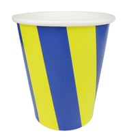 BARDAK KARTON ÇİZGİLİ SARI LACİVERT 8 OZ PK:8 -