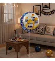 45 cm Ramazan Kubbeli Hilal Figürlü Mavi Folyo Balon - Ramazan Dekorasyon Balonu