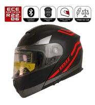 M966 V2 WX20 Kırmızı Motosiklet Kaskı Güneş Vizörlü Çene Açılır Motorcu Kask