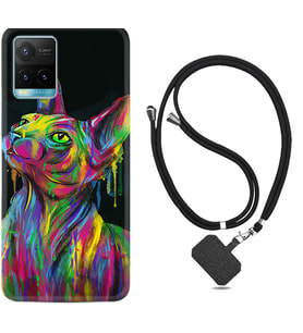 Vivo Y11S Y21S Y20 Y20S Y70 Kılıf Boyun Askılı Silikon Color Cat 1754