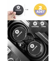Chrysler Concorde Modeline Özel Siyah Karbon Bardak Altlığı Chrysler Armali Concorde 2 Adet 7 cm Spor Şıklığı İçin