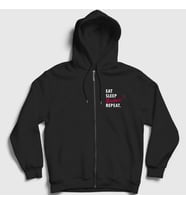 Presmono Unisex Siyah Eat Sleep Bachata Repeat Hediye Dance Dansçı Fermuarlı Kapüşonlu Sweatshirt 464248tt