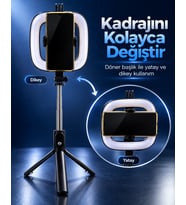 Parlaklık Ayarlı RGB Halka Işık Kablosuz Kumandalı ve Telefon Tutuculu Tripod