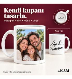 theKAM Kişiye Özel Fotoğraflı ve Yazılı Porselen Kupa Bardak – Kendi Kupanı Tasarla