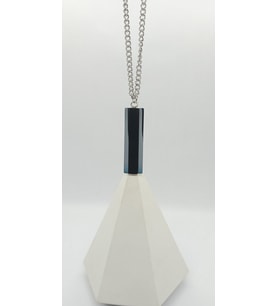 Silver Renk Plaka Uçlu Çelik Kolye (65 cm)