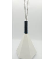 Silver Renk Plaka Uçlu Çelik Kolye (65 cm)