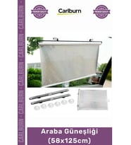 #OtoGüneşlik Makaralı Otomatik Yan Cam Arka Cam Güneş Koruyucu Pratik Siyah Araba Güneşliği 58x125cm