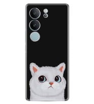 Vivo V29 Kılıf Desenli Silikon Platinium White Cat 1835