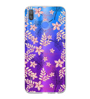 Huawei Y9 2019 Uyumlu Kapak Floral Kırmızı Tasarımlı Şeffaf Silikon Kılıf