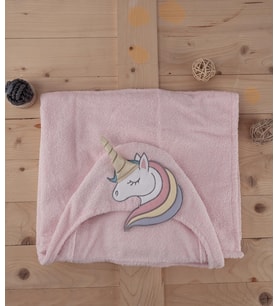 Pamuklu Unicorn Desenli Bebek & Çocuk Kundak Panço Baveno (Pembe)