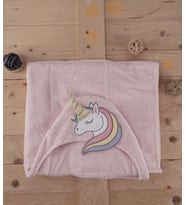 Pamuklu Unicorn Desenli Bebek & Çocuk Kundak Panço Baveno (Pembe)
