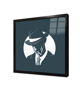 Tablosan Şapkalı Portre Çerçeveli Cam Tablo