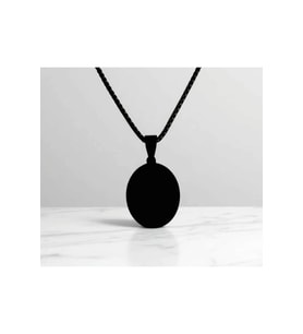 Oval Plaka Çelik Kolye Ucu (Siyah)