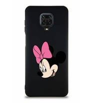 Xiaomi Redmi Note 9S Soft Premier Kapak Minnie Mouse-B Tasarımlı Silikon Kılıf - Siyah (Şeffaf)