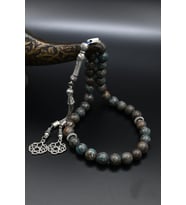 Doğal Apatite Taşlı 33'lük Tesbih Metal Püsküllü 10mm Küre Kesim 902246