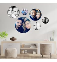 Kişiye Özel Özel 6 Fotoğraflı Yuvarlak Ahşap Tablo