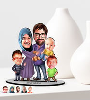 BK Gift Kişiye Özel Aile Karikatürlü Ahşap Biblo Model-8
