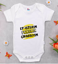 BK Kids Ep İsterim Tasarımlı Beyaz Bebek Body Zıbın-7