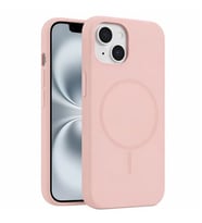 Coverzone ?phone 13-14 ile Uyumlu Kadife ?� Y�zeyli Premium Silikon K?l?f MagSafe ile Uyumlu Kablosuz ?arj Destekli Darbe Emici Yumu?ak Dokulu Koruma Tasar?ml? Telefon K?l?f? Kum Pembe