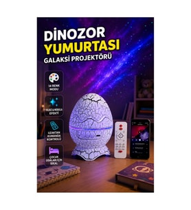 Dinozor Yumurtası Galaksi Projektörü – 14 Renk Modlu Yıldız ve Nebula Efektli