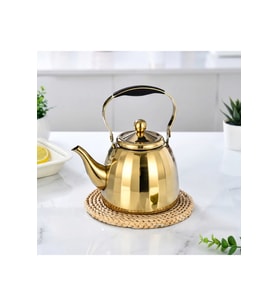 Altın Sarısı Gold Lüks Paslanmaz Çelik Bitki Çayı Demliği Ve Çaydanlık - 1000 ml / 1 L