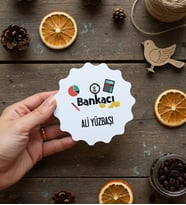 Kişiye Özel Bankacı Bardak Altlığı  Hediyesi (Bej)