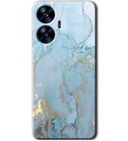 Realme C55 Kılıf HD Desen Baskılı Kılıf - Mavi Gold Mermer