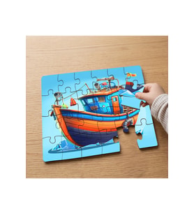 Denizde Gemi Tasarımlı 24 Parça Ahşap Çocuk Puzzle MPK0498