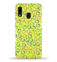 Samsung Galaxy A30 Uyumlu Lansman Kılıf Hello Kitty Tasarımlı İçi Kadife Kapak-Sarı (Şeffaf)