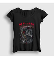 Presmono Kadın Siyah Fest Mayhem T-Shirt 64481tt
