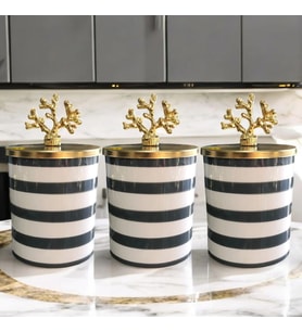 Baharatlık 3 lü Set Kahve Köşesi Klasik Zebra Gri 750 ml Hacimli Gold Mercan