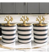 Baharatlık 3 lü Set Kahve Köşesi Klasik Zebra Gri 750 ml Hacimli Gold Mercan