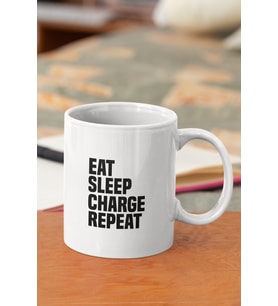 Eat Sleep Charge Repeat Baskılı Kupa Bardak
