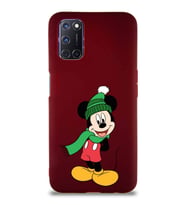 Oppo A72 Soft Premier Kapak Mickey Mouse-G Tasarımlı Silikon Kılıf - Mürdüm (Şeffaf)