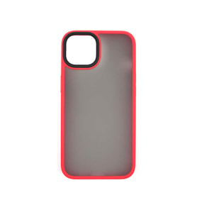 iPhone 13 Kılıf Kenarları Renkli Arkası Mat Kılıf (Kırmızı)