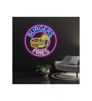 BURGERS FRIES Yazılı ve Şekilli Neon Tabela