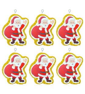 Yılbaşı Simli Noel Baba Strafor Süs Altın 6'lı