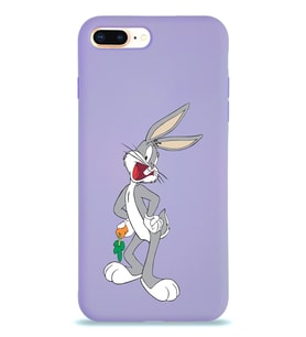 Apple iPhone 8 Plus Uyumlu Lansman Kılıf Bugs Bunny Tasarımlı Altı Kapalı İçi Kadife Kaplı  Kapak (Şeffaf)
