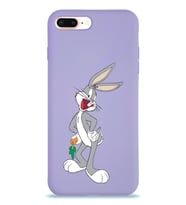 Apple iPhone 8 Plus Uyumlu Lansman Kılıf Bugs Bunny Tasarımlı Altı Kapalı İçi Kadife Kaplı  Kapak (Şeffaf)