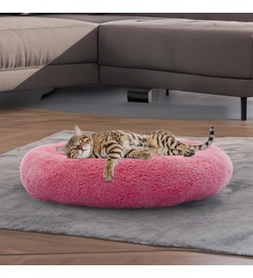 Peluş Kedi ve Köpek Yatağı Beyaz Renkte, Pugalo Ekonomik Kedi Yatağı Pembe