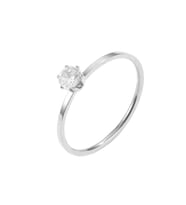 Chavin 4 mm Parlak Silver Tek Taş Bayan Çelik Yüzük ev31by (Gri)