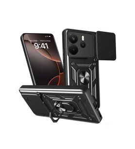 Redmi Note 14 4G Pars Lens Yüzüklü Silikon - Siyah