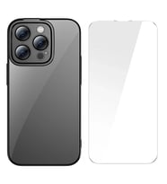 Baseus Glitter iPhone 14 Pro Max 6.7 Renkli Kenar Silikon Kılıf + Tempered Ekran Koruyucu Set-(5775)