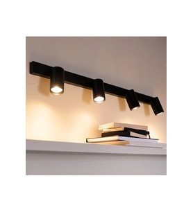 Dörtlü 4’lü Siyah Led Spot Tavan Spot GU10 Duy Hareketli Başlık Modern Metal Avize