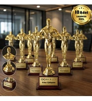 Logonuza Özel 10 Adet 18 cm Mesajlı ve İsim Baskılı Kurumsal Oscar Ödülü