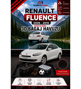 Renault Fluence 2009 - 2019 Araca Özel 3D Bagaj Havuzu