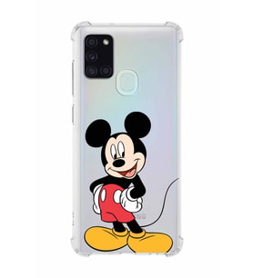 Samsung Galaxy A21s   Köşe Korumalı Antişok Kapak Mickey Mouse Tasarımlı Şeffaf  Kılıf